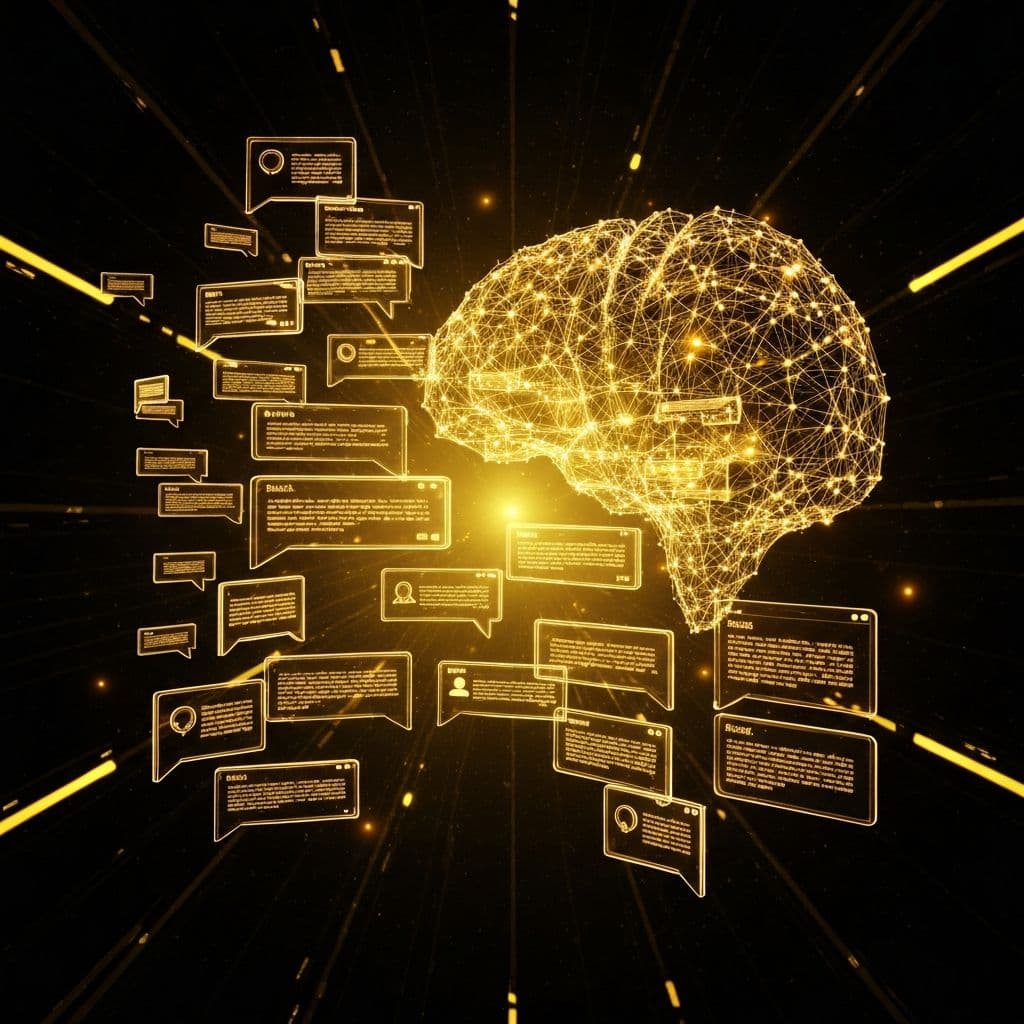 Abstract visualization of chatbot conversation flows and text automation