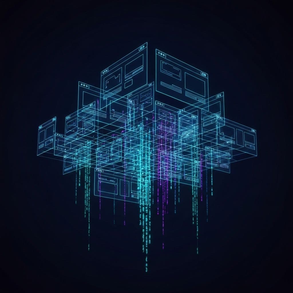 Abstract visualization of digital storefronts and e-commerce infrastructure